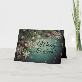 Blue Rustic Holiday Greeting Kaart