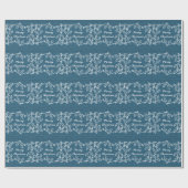 Blue Rustic Holly Wrapping Paper Cadeaupapier (Vlak)