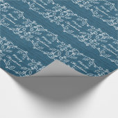 Blue Rustic Holly Wrapping Paper Cadeaupapier (Hoek)