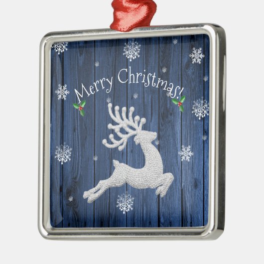 Blue Rustic keramisch Ornament voor kerstrendieren (Links)