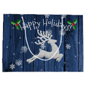 Blue Rustic-kerstreindeertas Groot Cadeauzakje (Achterkant)