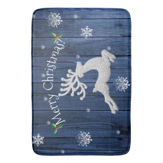 Blue Rustic kerstrendierbaardmat Badmat (Voorkant Verticaal)