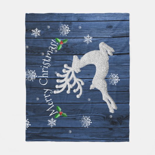 Blue Rustic-kerstrennen Blanket Fleece Deken (Voorkant)