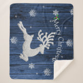 Blue Rustic kerstrenrendierster Sherpa Blanket Deken (Voorkant)