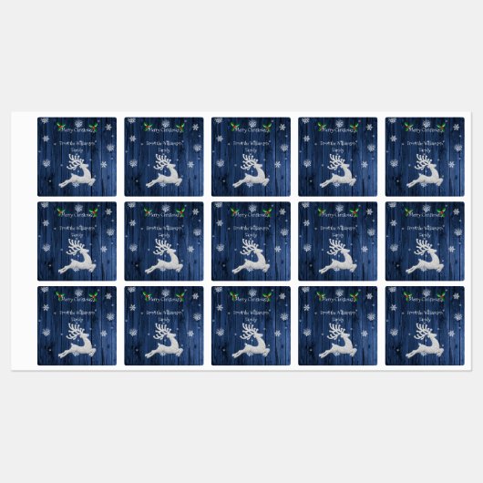 Blue Rustic kerstrenrenlabel Labels (Vel)