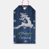 Blue Rustic-kerstrenrenrendiercadeau-Label Cadeaulabel (Voorkant)