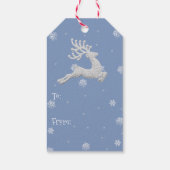 Blue Rustic-kerstrenrenrendiercadeau-Label Cadeaulabel (Achterkant)