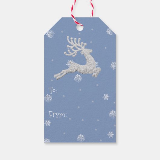 Blue Rustic-kerstrenrenrendiercadeau-Label Cadeaulabel (Achterkant)