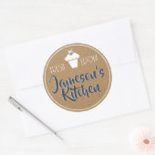 Blue Rustic Kraft Paper Rhinestone Cupcake Label (Envelop)