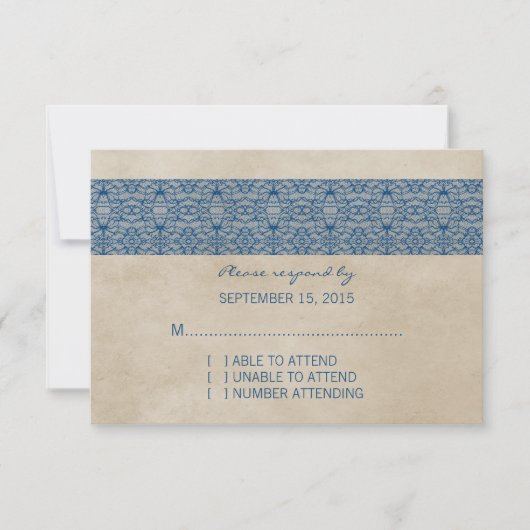 Blue Rustic Lace Response Kaart (Voorkant)