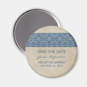 Blue Rustic Lace Save the Date Magnet (Voorkant / Achterkant)