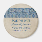 Blue Rustic Lace Save the Date Magnet (Voorkant)