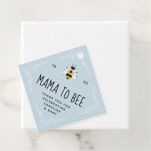 Blue Rustic Mama naar Bee Baby shower Bedankjes Labels (In situ)