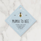 Blue Rustic Mama naar Bee Baby shower Bedankjes Labels (Voorkant)