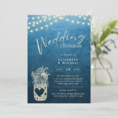 Blue Rustic Mason Jar Wedding DIGITAL Print Kaart (Staand voorkant)