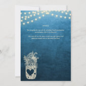Blue Rustic Mason Jar Wedding DIGITAL Print Kaart (Achterkant)