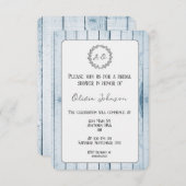 Blue Rustic Monogram Bridal Shower Kaart (Voorkant / Achterkant)