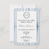 Blue Rustic Monogram Bridal Shower Kaart (Voorkant)