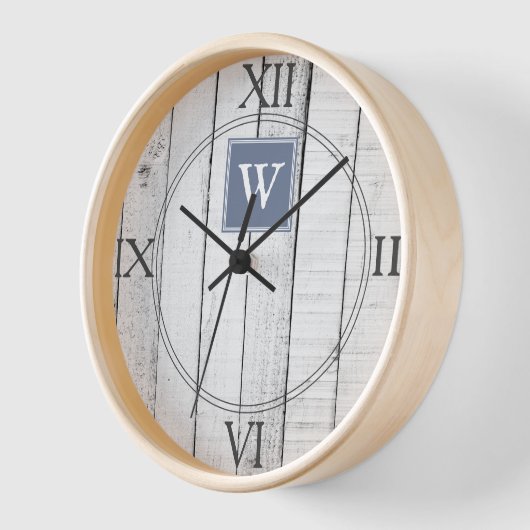 Blue Rustic Monogram Clock (Hoek)