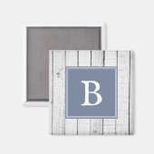 Blue Rustic Monogram Magnet (Voorkant / Achterkant)