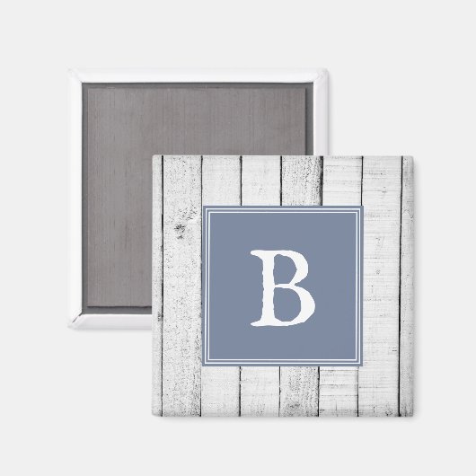 Blue Rustic Monogram Magnet (Voorkant / Achterkant)