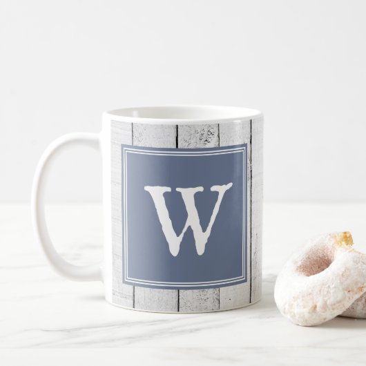 Blue Rustic Monogram Mok (Met donut)