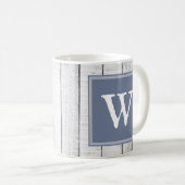 Blue Rustic Monogram Mok (Voorkant rechts)
