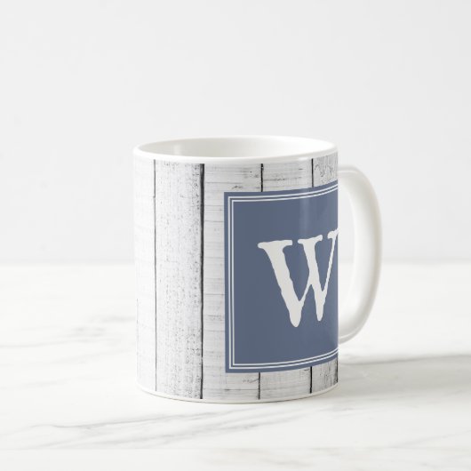 Blue Rustic Monogram Mok (Voorkant rechts)