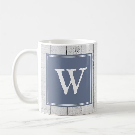 Blue Rustic Monogram Mok (Links)