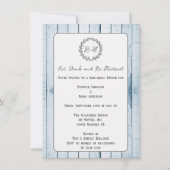Blue Rustic Monogram repetitief diner uitnodiging (Voorkant)