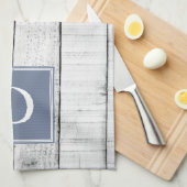 Blue Rustic Monogram Towel Theedoek (Quarter Fold)