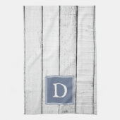 Blue Rustic Monogram Towel Theedoek (Verticaal)