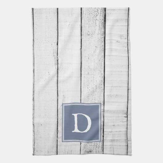 Blue Rustic Monogram Towel Theedoek (Verticaal)