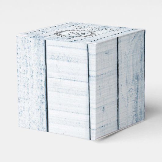 Blue Rustic Monogram Wedding Favor Box Bedankdoosjes (Voorkant Zijde)