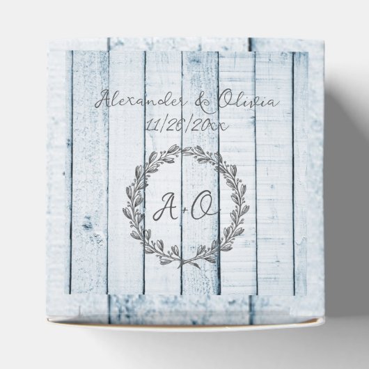 Blue Rustic Monogram Wedding Favor Box Bedankdoosjes (Bovenkant)
