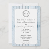 Blue Rustic Monogram Wedding Uitnodiging (Voorkant)