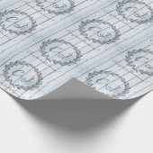 Blue Rustic Monogram Wedding Wrapping Paper Cadeaupapier (Hoek)