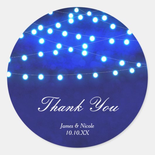 Blue Rustic Night String Lights Wedding Sticker (Voorkant)