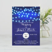 Blue Rustic Night String Lights Wedding Uitnodigin Kaart (Staand voorkant)