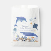 Blue Rustic Ocean Dolphin Whale Boy Baby shower Bedankzakje (Voorkant)