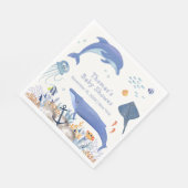 Blue Rustic Ocean Dolphin Whale Boy Baby shower Servet (Hoek)