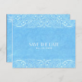 Blue Rustic Paisley Country Western sparen de datu Aankondigingskaart (Voorkant / Achterkant)