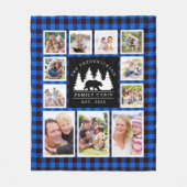Blue Rustic Plaid Beer Bossen Familie Cabin Foto Fleece Deken (Voorkant)