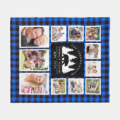 Blue Rustic Plaid Beer Bossen Familie Cabin Foto Fleece Deken (Voorkant (Horizontaal))