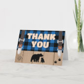 Blue Rustic Plaid Lumberjack Baby shower Bedankkaart (Voorkant)