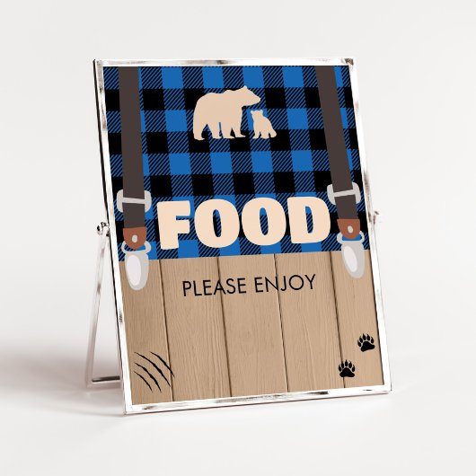 Blue Rustic Plaid Lumberjack Baby shower Eten Poster