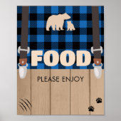 Blue Rustic Plaid Lumberjack Baby shower Eten Poster (Voorkant)