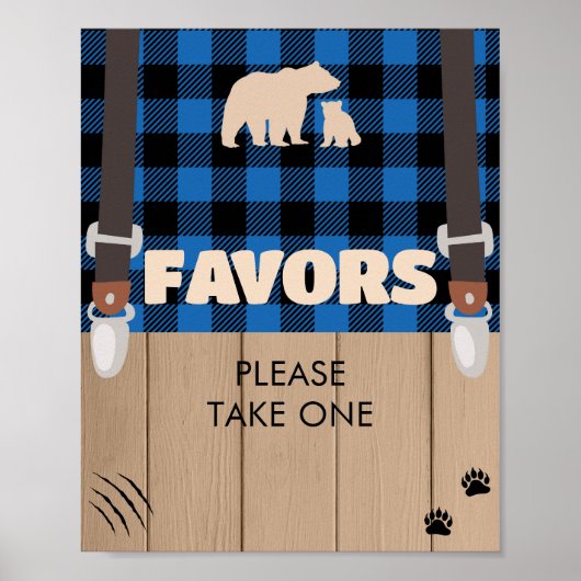 Blue Rustic Plaid Lumberjack Baby shower Favoriete Poster (Voorkant)