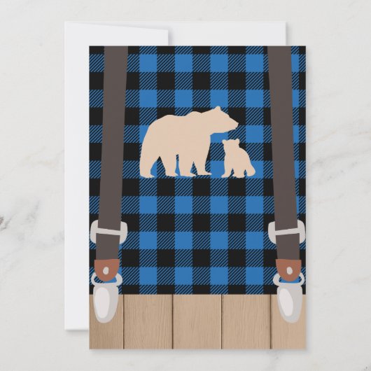 Blue Rustic Plaid Lumberjack Baby shower Kaart (Achterkant)