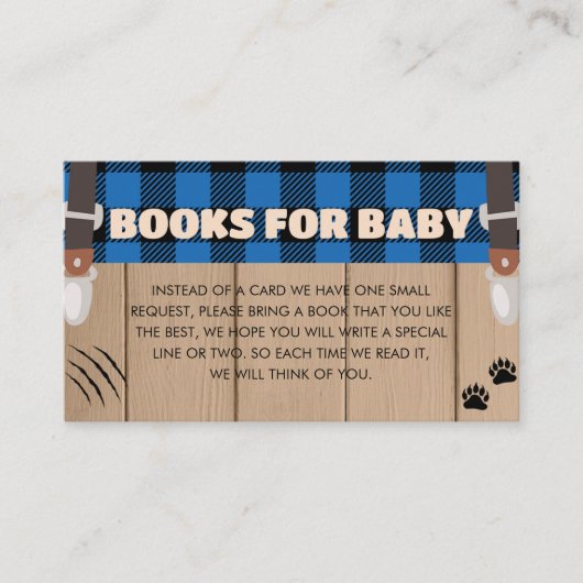 Blue Rustic Plaid Lumberjack Boeken voor Baby Informatiekaartje (Voorkant)